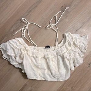 American Eagle Off Shoulder Ruffle Crop Top